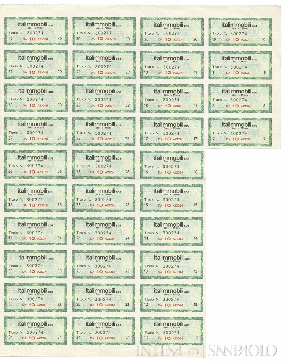 Italimmobili SpA, certificati azionari nominativi - recto b