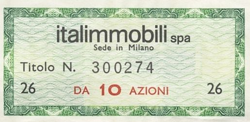 Italimmobili SpA, certificati azionari nominativi - dettaglio b