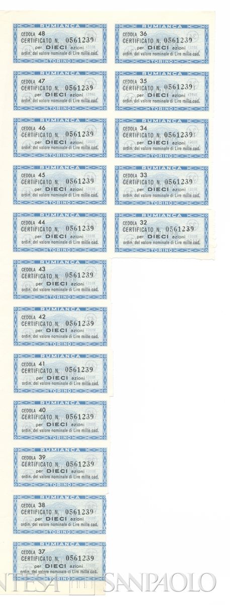 Rumianca SpA, certificati azionari nominativi - recto b