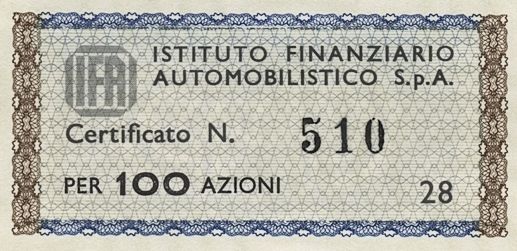 IFA Istituto Finanziario Automobilistico SpA, certificati azionari nominativi - dettaglio a