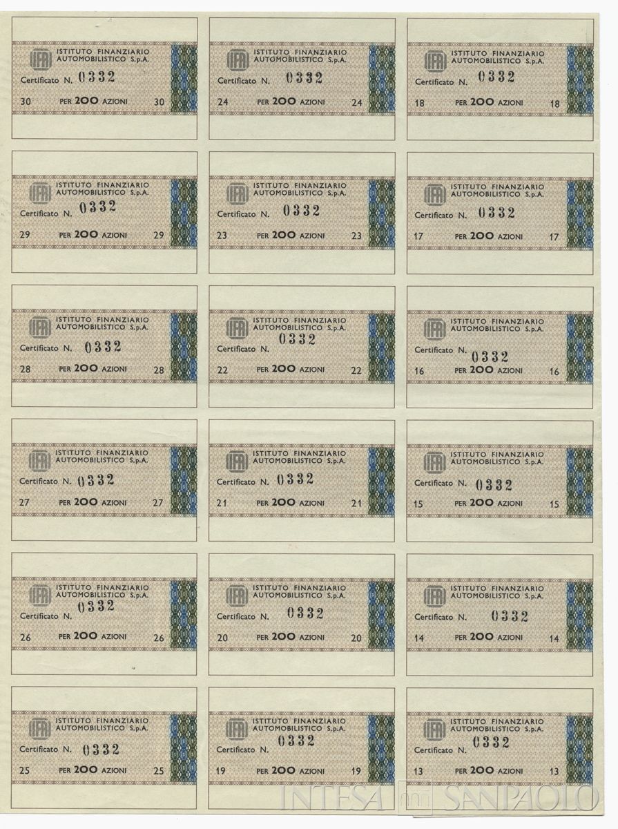 IFA Istituto Finanziario Automobilistico SpA, certificati azionari nominativi - recto b