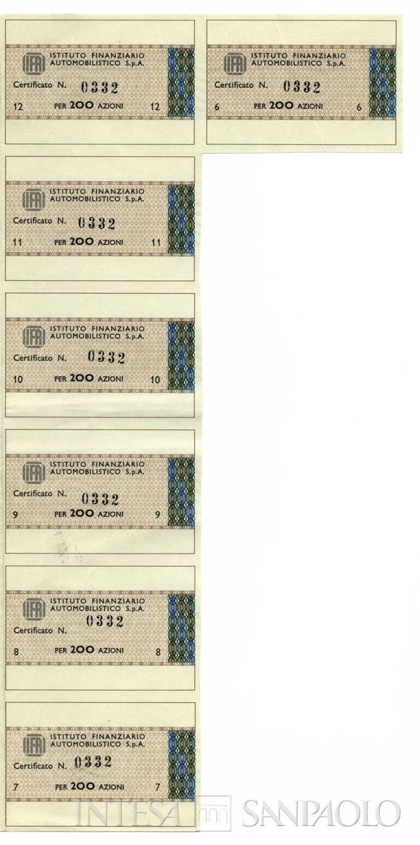 IFA Istituto Finanziario Automobilistico SpA, certificati azionari nominativi - recto b