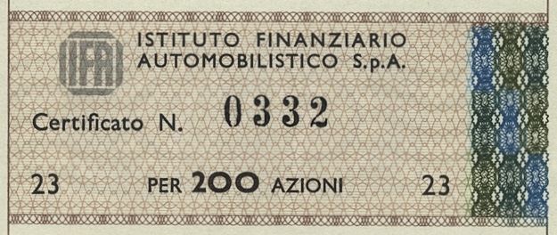 IFA Istituto Finanziario Automobilistico SpA, certificati azionari nominativi - dettaglio b