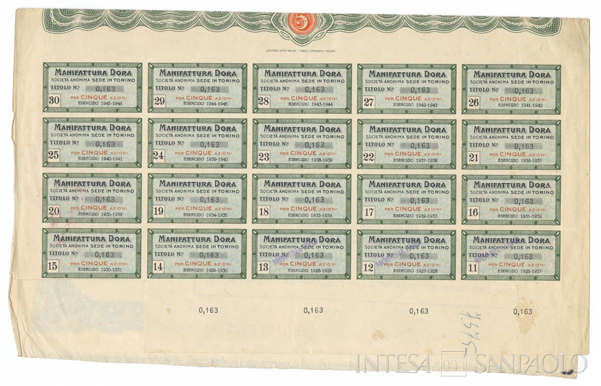 Manifattura Dora SA, certificati azionari al portatore - recto b