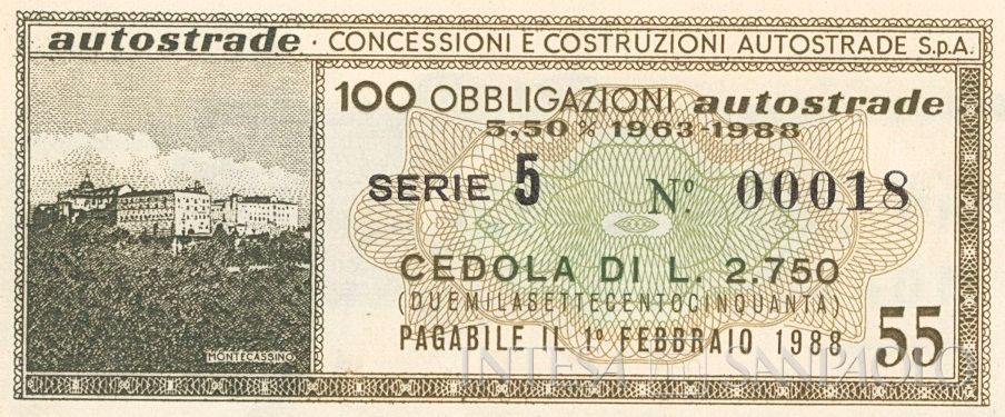 Autostrade Concessioni e costruzioni autostrade SpA, certificato obbligazionario Autostrade IRI al 5,50% - dettaglio