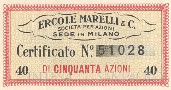 Ercole Marelli & C. SpA, certificati azionari nominativi - dettaglio