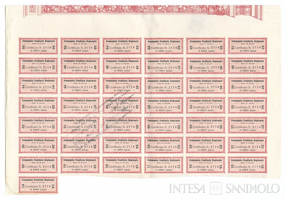 Compagnia Fondiaria Regionale SA, certificati azionari al portatore - recto a