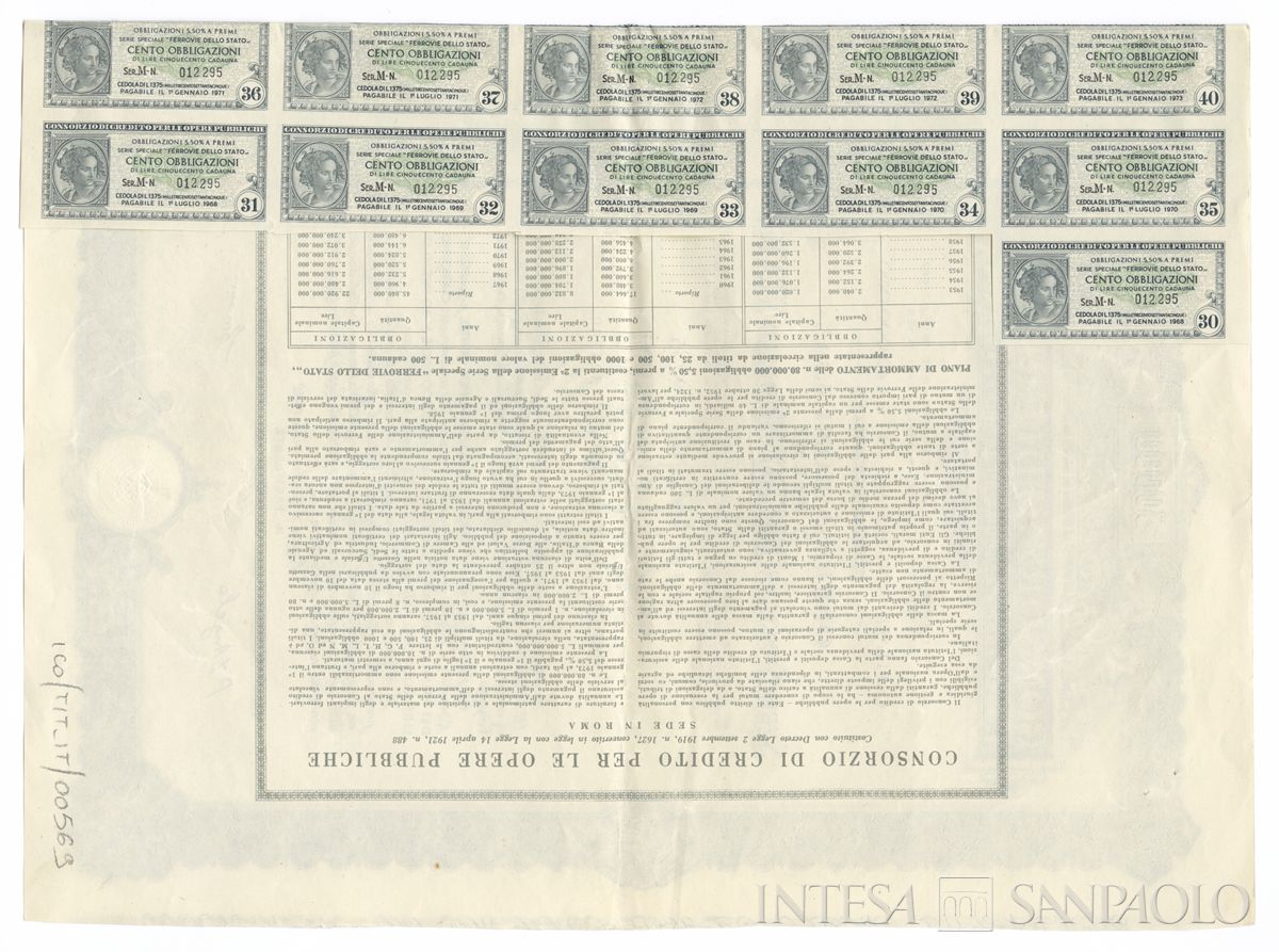Consorzio di Credito per le Opere Pubbliche, certificati obbligazionari a premi al portatore