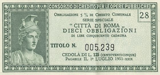 Consorzio di Credito per le Opere Pubbliche, certificato obbligazionario al portatore - dettaglio