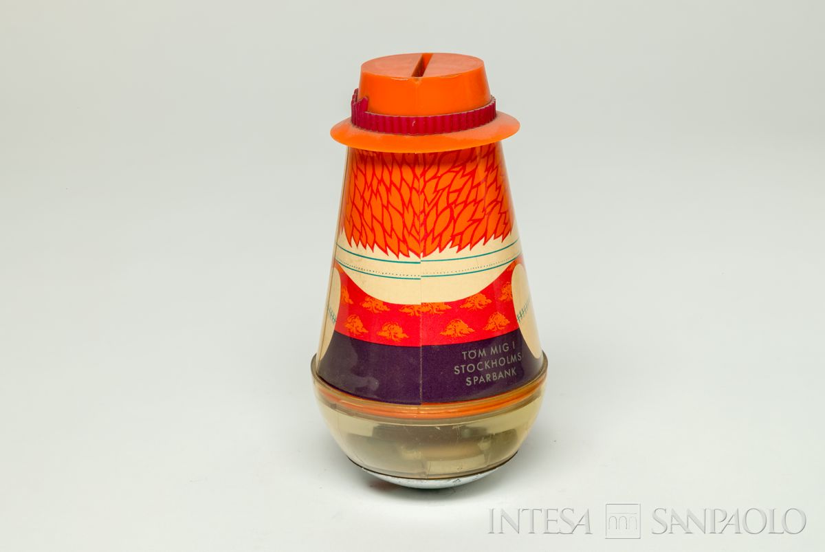 Svezia, Stockholms Sparbank, salvadanaio a forma di uomo in abiti popolari svedesi, anni 1960