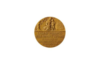 Medaglia del Personale alla Cassa di Risparmio delle Provincie Lombarde in occasione del suo 125° anniversario, 1948 (retro)