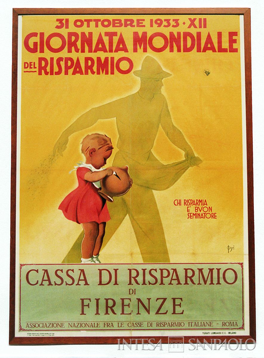Cassa di Risparmio di Firenze, manifesto per la Giornata Mondiale del Risparmio, 1933