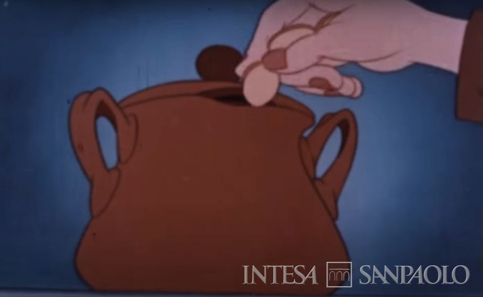 Gino Gavioli, Gamma Film, fotogramma tratto del corto d'animazione "La Pentola Miracolosa" realizzato sotto il patrocinio della Cariplo