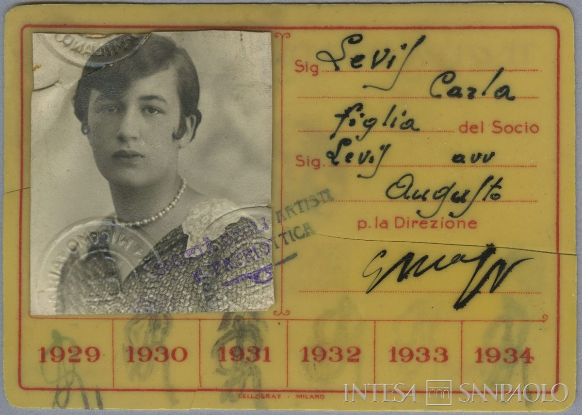 Carla Levis, tessera della Società degli Artisti e patriottica