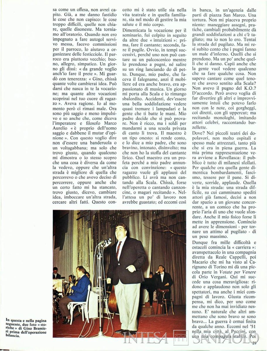 Gino Bramieri sull'house organ della Cariplo "Cà de Sass", 1978, n. 61, pp. 27-29