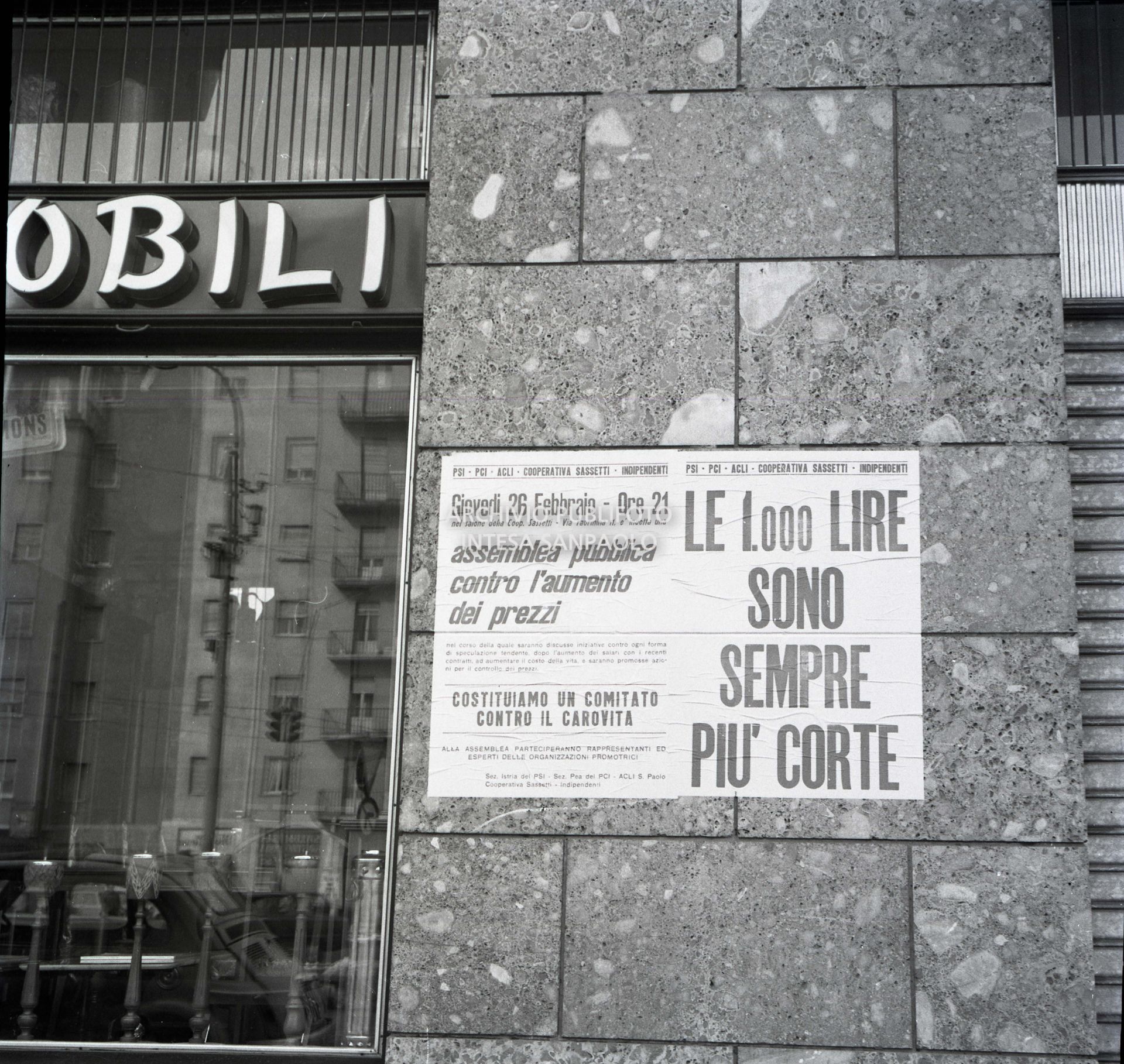 Manifesto "Le 1.000 lire sono sempre più corte"