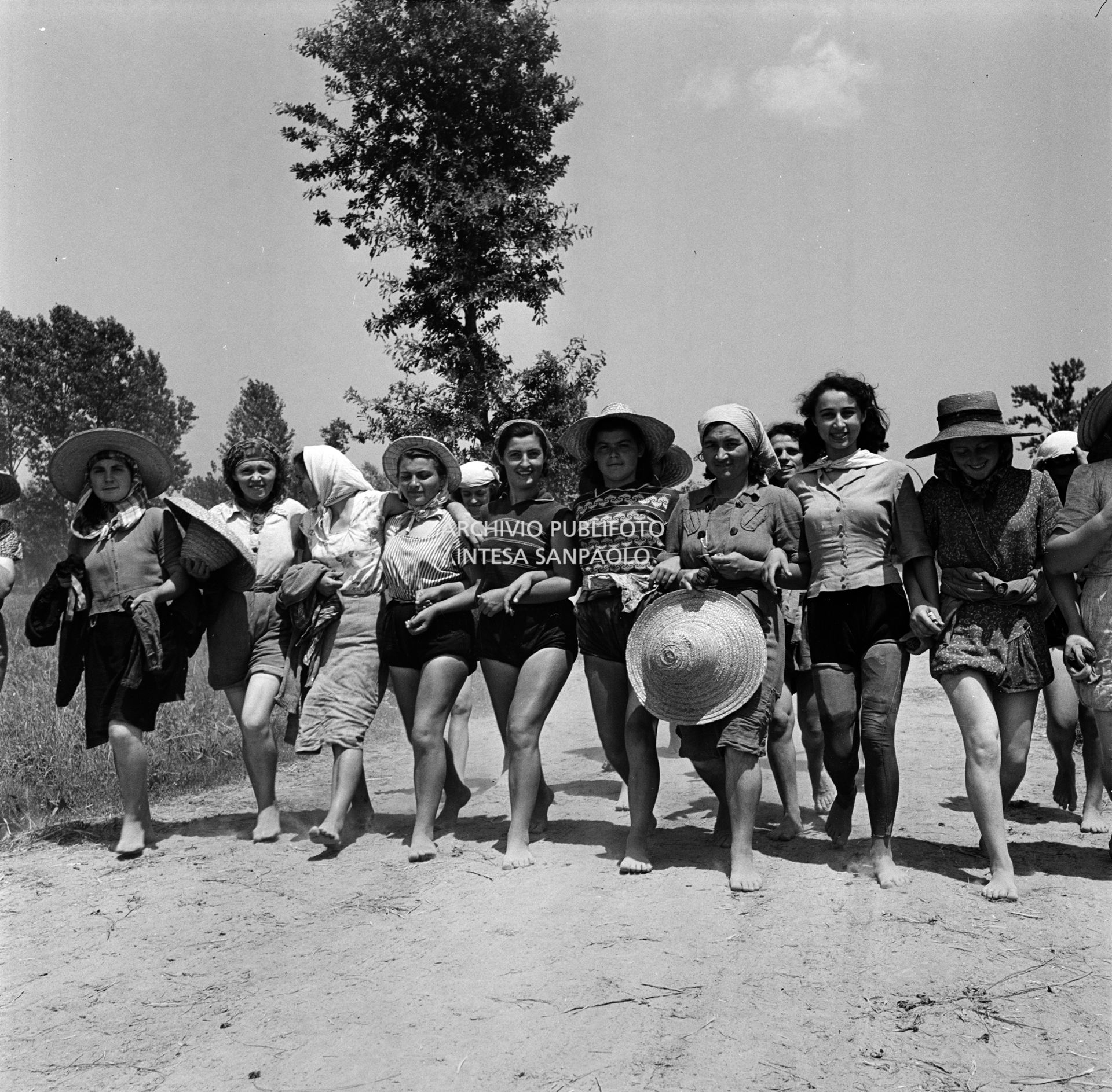 Gruppo di mondine nei dintorni di Binasco