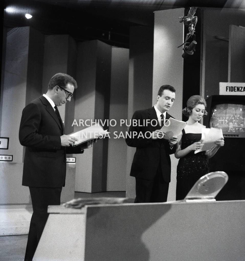 "Campanile Sera", gioco televisivo condotto da Mike Bongiorno. Serata dell'incontro tra Marino e Fidenza.