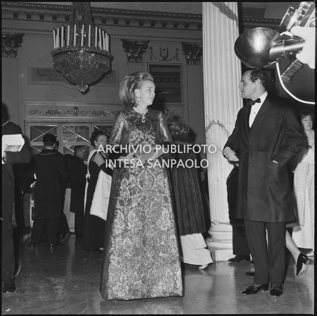 Inaugurazione della stagione lirica 1966-1967 del Teatro alla Scala con l'opera "Nabucco" di Giuseppe Verdi, diretta da Gianandrea Gavazzeni con la regia di Franco Enriquez
