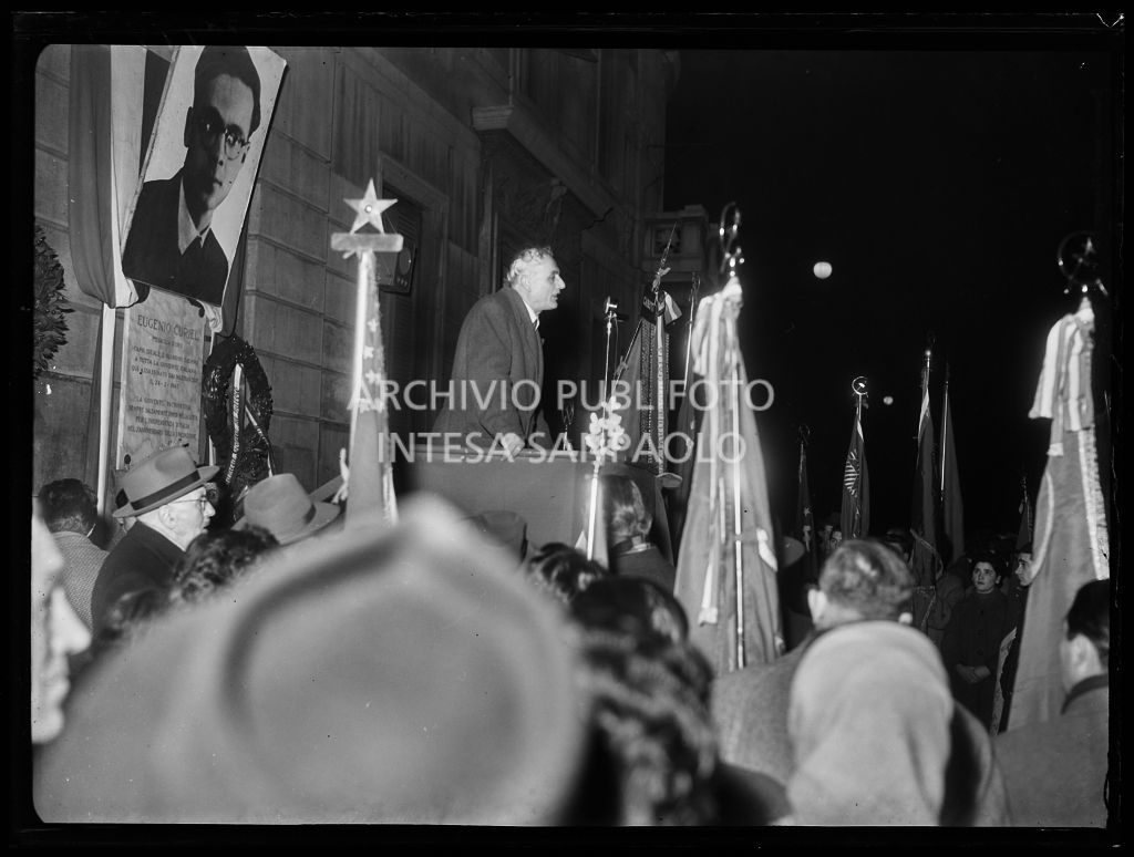 Discorso in occasione della commemorazione di Eugenio Curiel organizzata dal giornale Voce comunista in piazza Conciliazione a Milano<br>201795