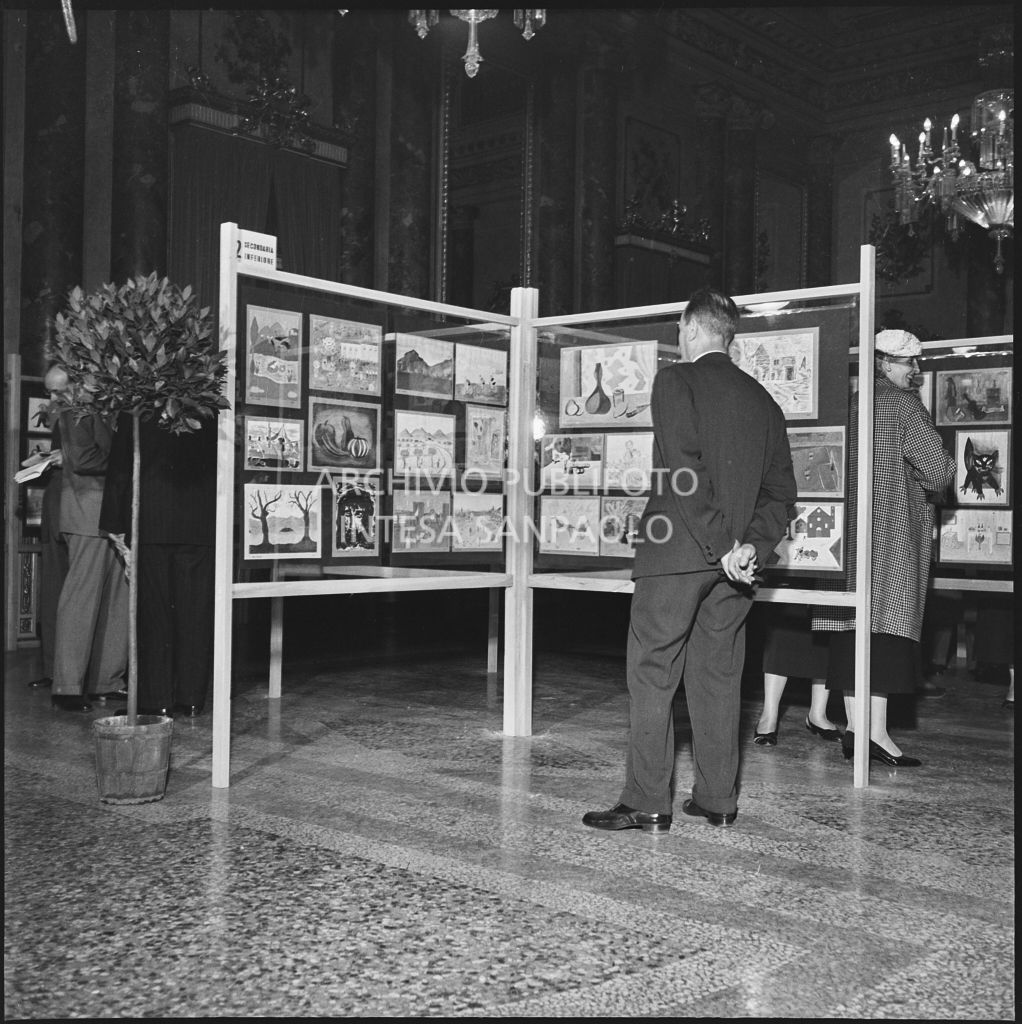 Inaugurazione della III Mostra del disegno del fanciullo organizzata dall'ENAL a Milano a Palazzo Serbelloni<br>212254