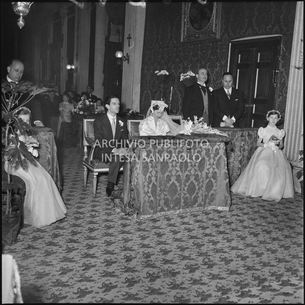 Un momento della celebrazione del matrimonio del dott. Trugenberger nella chiesa di San Gottardo in Corte a Milano<br>215757