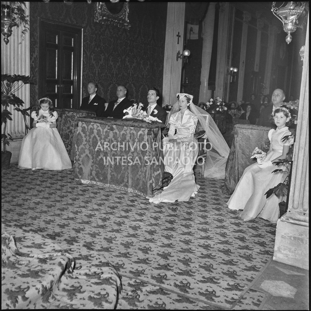 Un momento della celebrazione del matrimonio del dott. Trugenberger nella chiesa di San Gottardo in Corte a Milano<br>215786