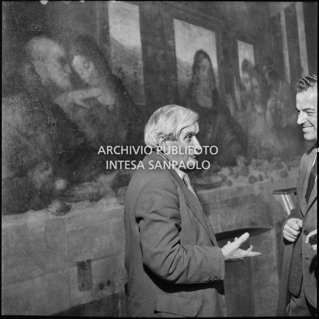 Il restauratore Mauro Pelliccioli durante i lavori sul Cenacolo di Leonardo da Vinci<br>215830