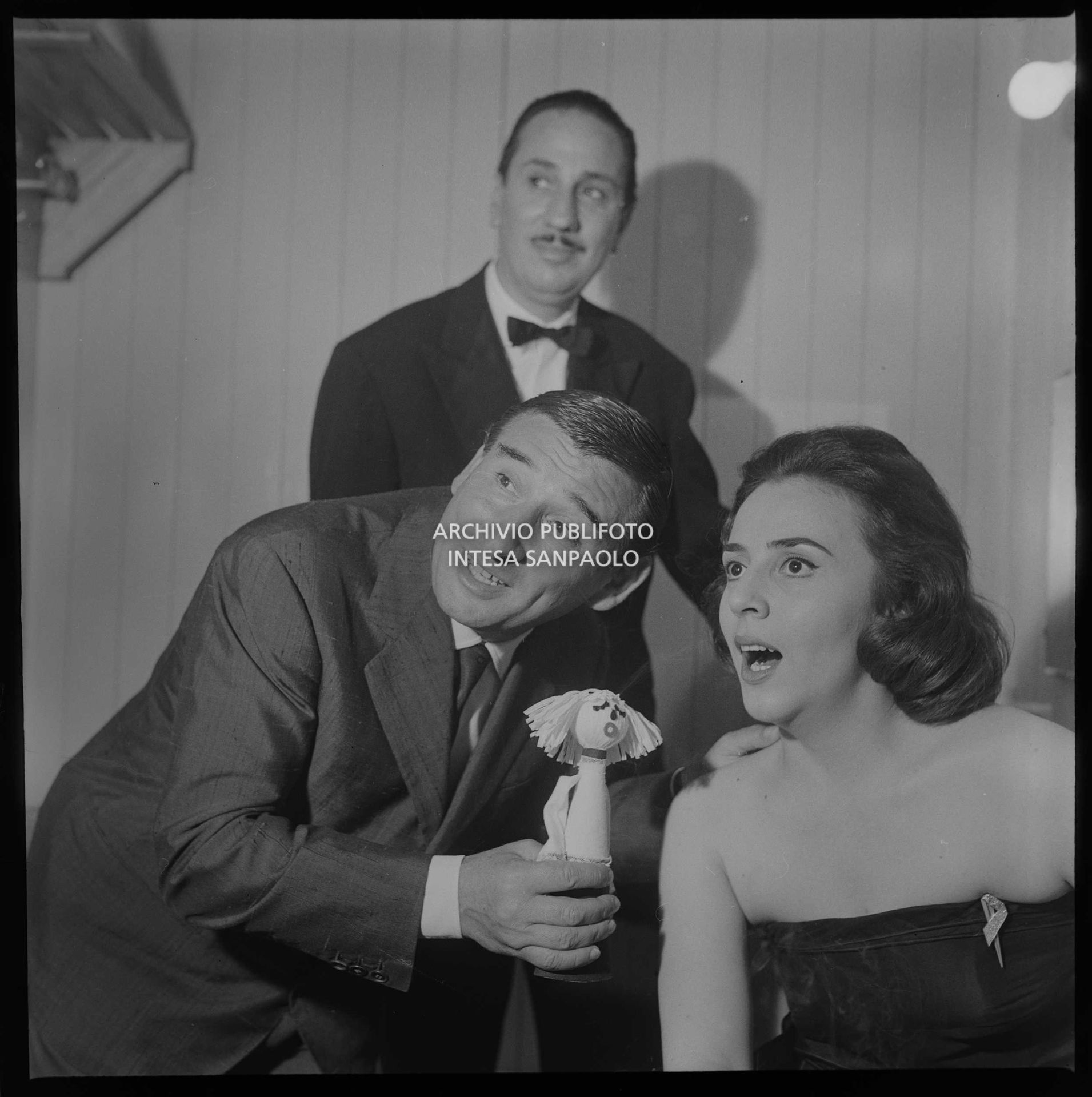 Gorni Kramer, Renato Rascel e Jula De Palma al X Festival della canzone italiana di Sanremo