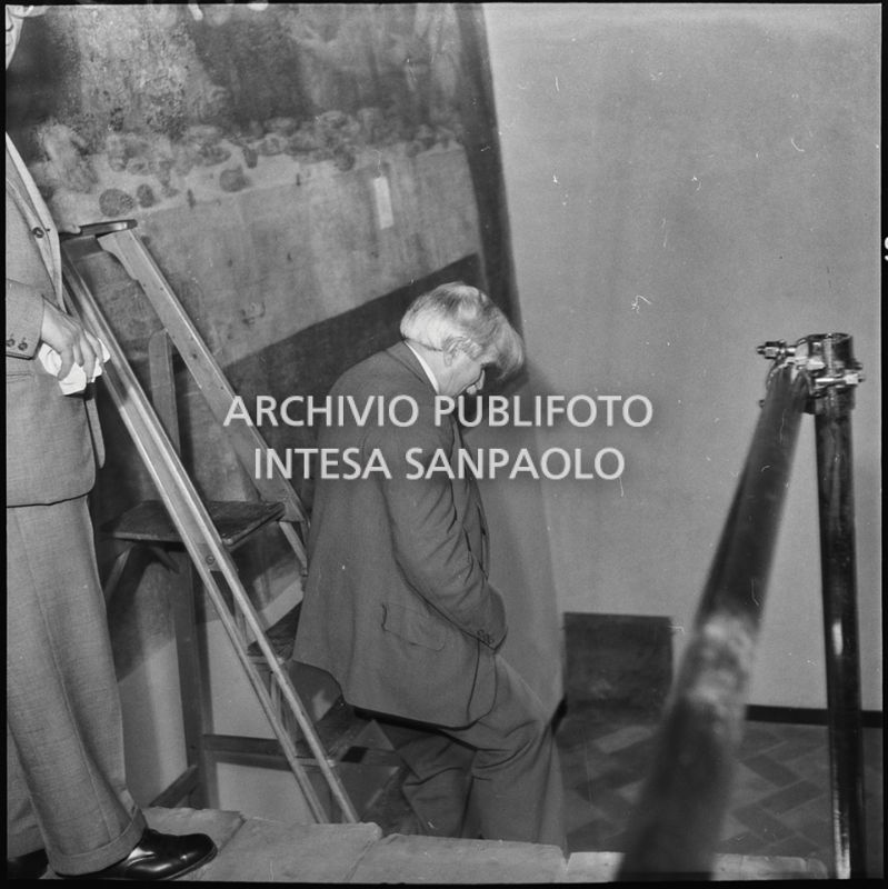 Il restauratore Mauro Pelliccioli durante i lavori sul Cenacolo di Leonardo da Vinci<br>215822