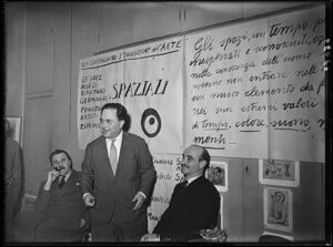 Da sinistra Carlo Cardazzo, Beniamino Joppolo e Lucio Fontana