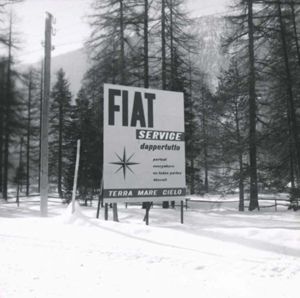 Cartello pubblicitario Fiat nei dintorni di Cortina d'Ampezzo,