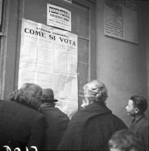 Le amministrative della primavera del 1946 furono le prime elezioni con suffragio universale in Italia.<br>