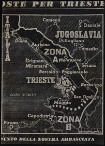 Carta geografica della Zona A del Territorio Libero di Trieste che ritorna a far parte dell'Italia<br>