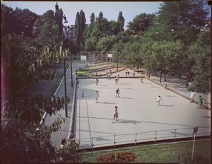 Sullo sfondo si intravede parte di un edificio signorile<br>