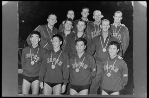 Podio della staffetta 4x200 metri stile libero maschile<br>